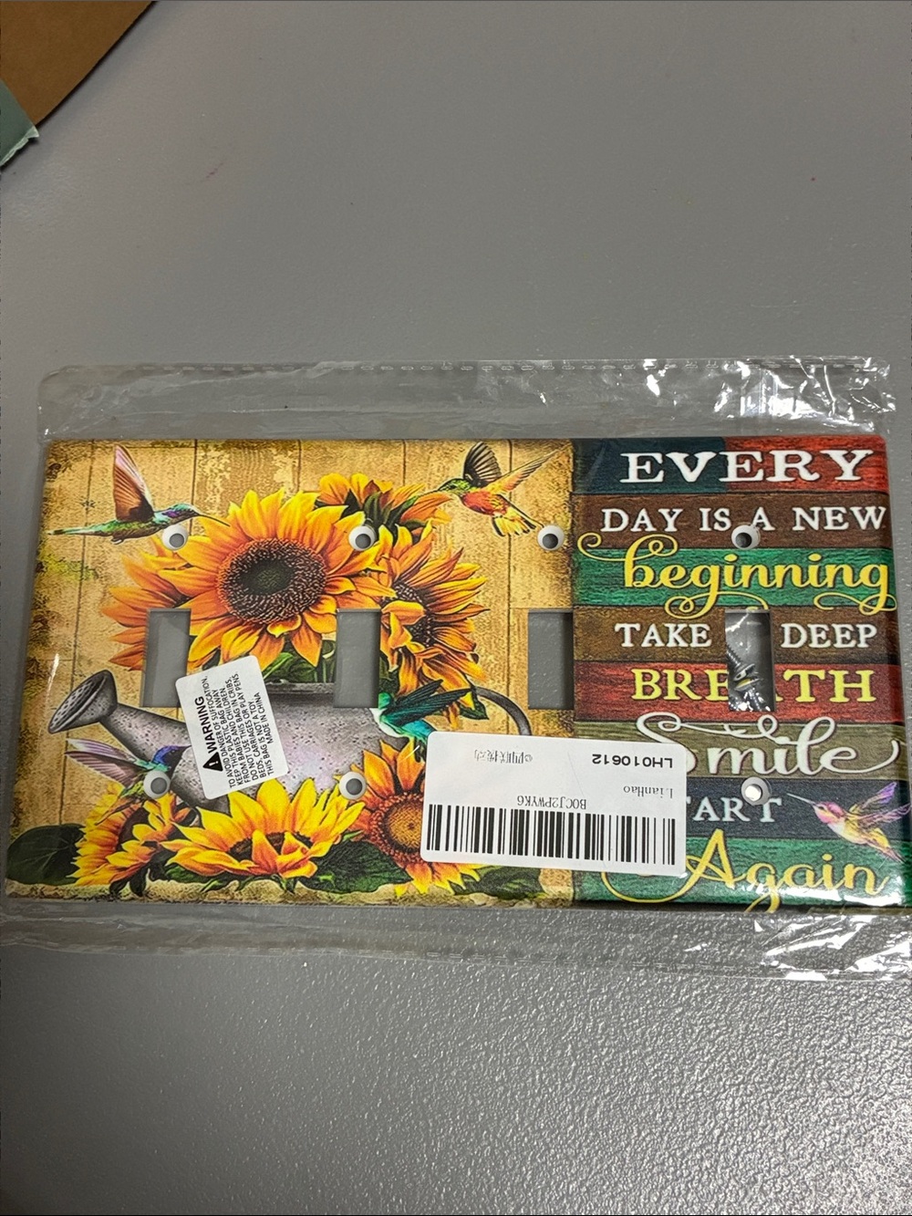 Light switch cover for 4 switches Sunflowers